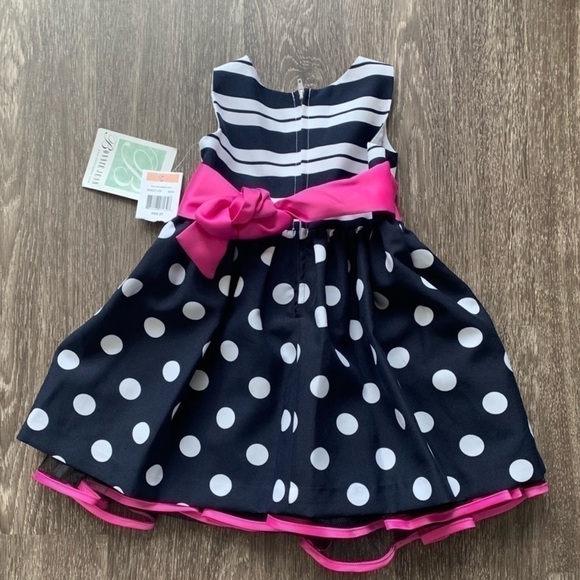Bonnie Jean Polka dots/stripes navy party
dress.2T - Picture 3 of 7
